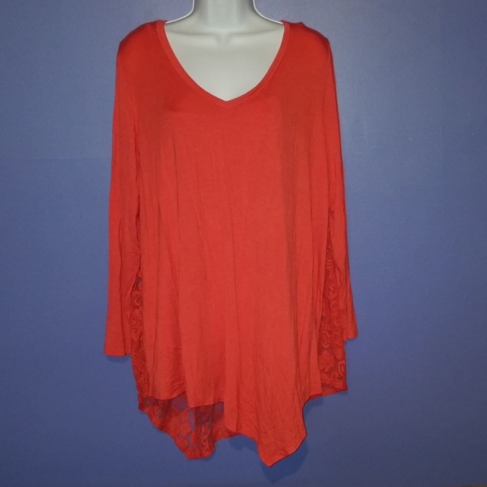 Coral solid front and lace back with tank